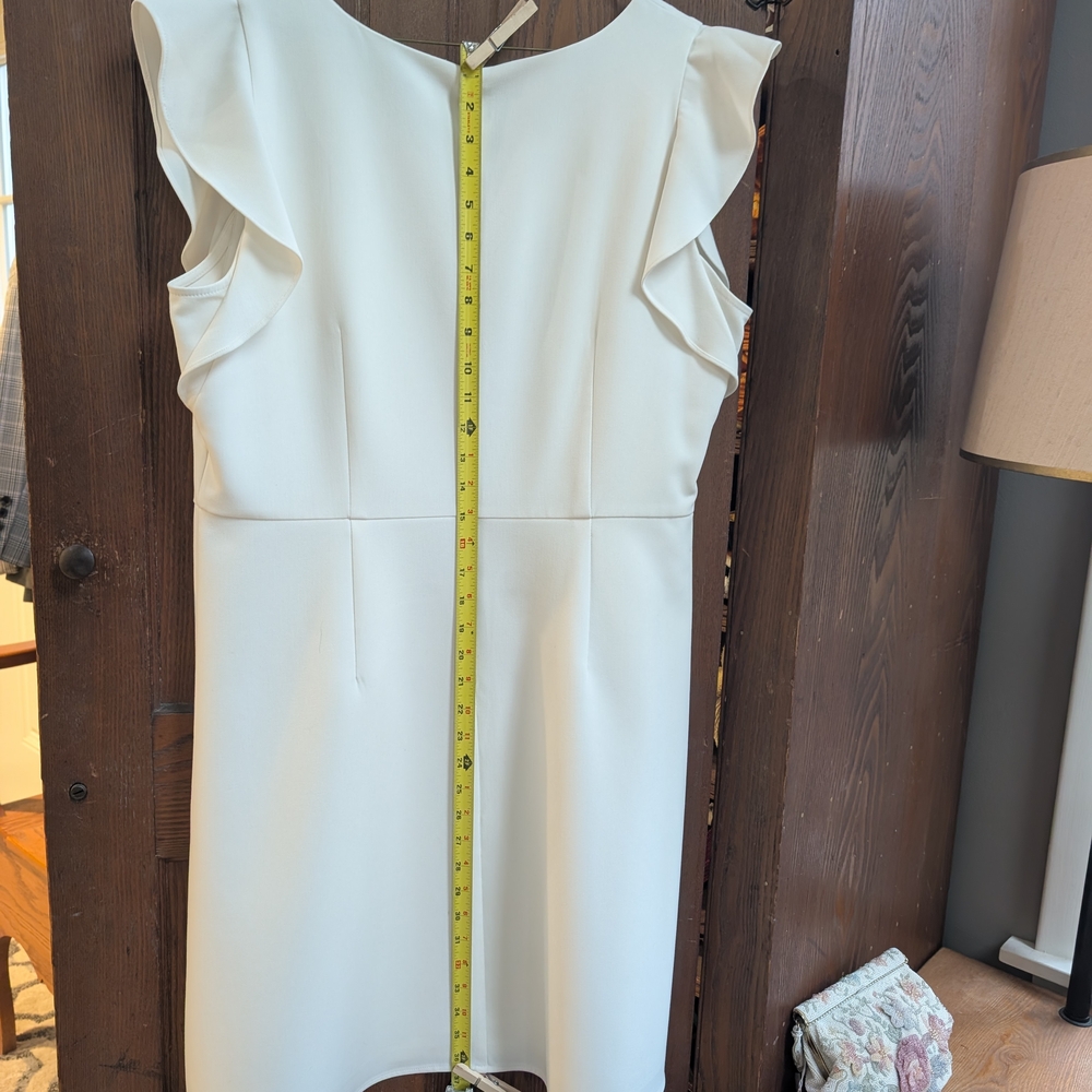 Ann Taylor Cream V-Neck Flutter Sleeve Dress - Picture 5 of 7